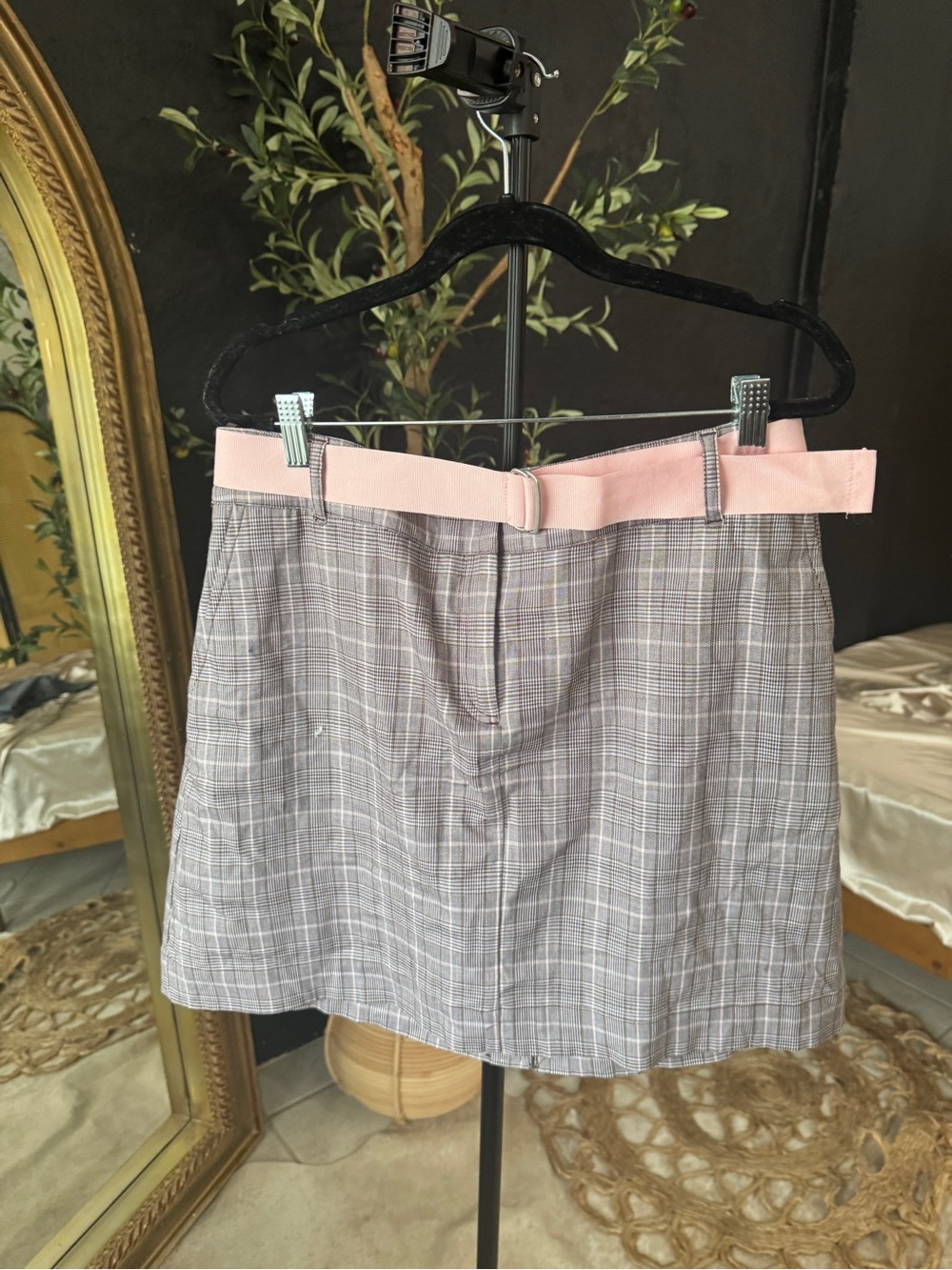 Plaid Mini golf/tennis Skort with Soft Pink Belt